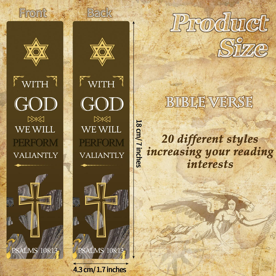 60 Pieces Bible Verses Bookmarks with Crucifix Christian Scripture Book Marker Religious Prayer Biblical Inspirational Quote Bookmarks for Men Women Reading Reward Church Supplies
