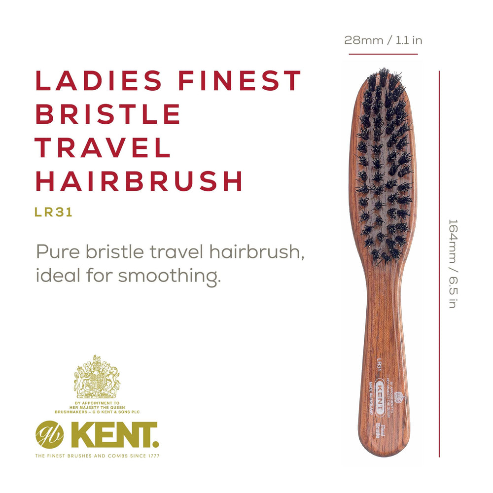 Kent Brushes Handbag Danta Wood Hairbrush, LR31, 6 Ounce