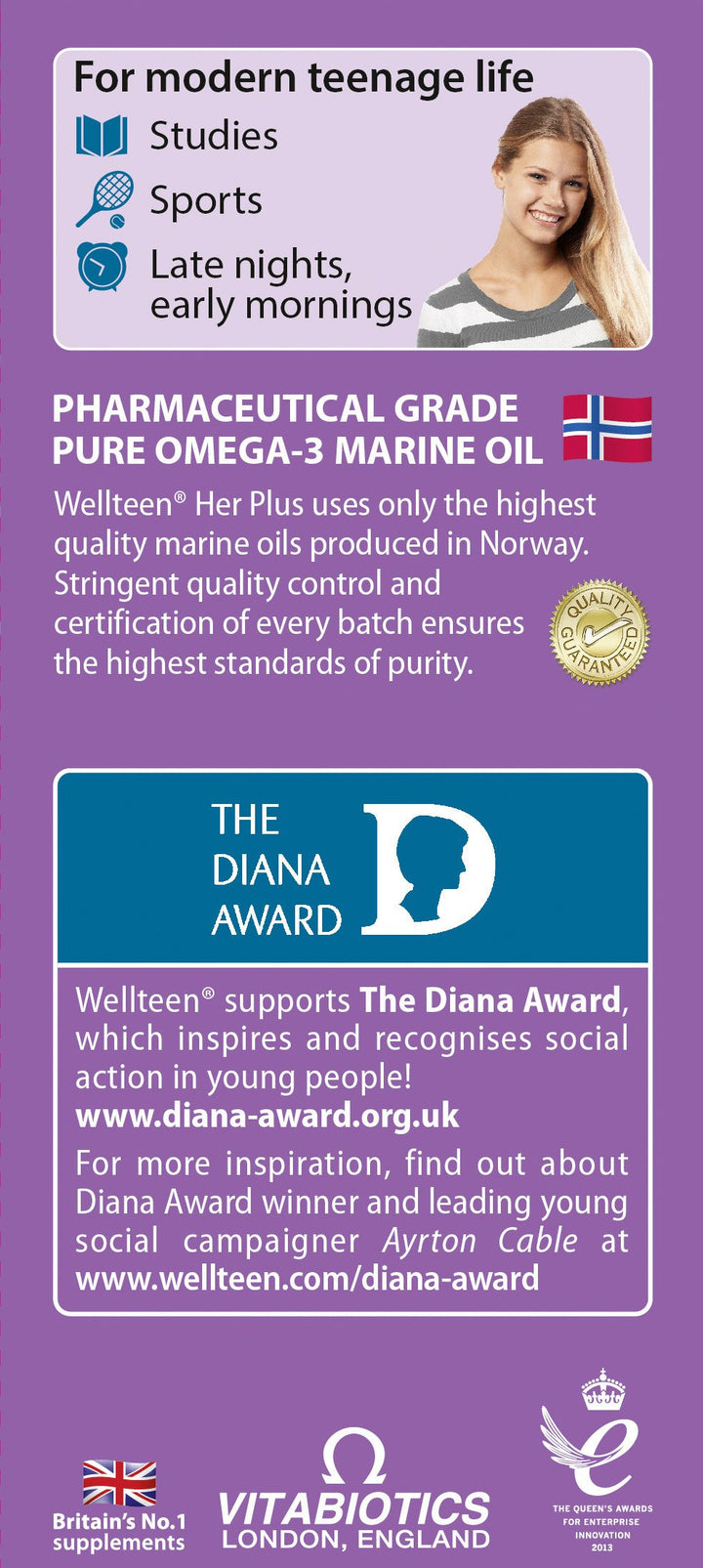 Vitabiotics Her Plus Omega-3 - Advanced Nutritional Support for Teenagers and Young Women Ages 13-19 - 56 Tablets and Capsules