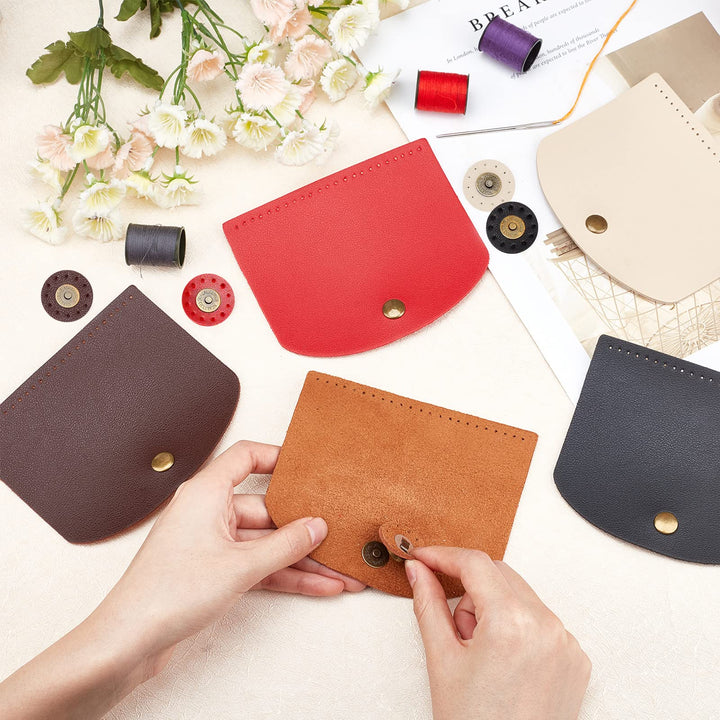 Bag Flip Cover, 5 Colors 4.7 x 4 Inch Rectangle Imitation Leather Bag Cover Sew on Faux Leather Tab Closure with Alloy Buckle for DIY Handbag Purse Shoulder Bag Making Supplies, 5Pcs/Set