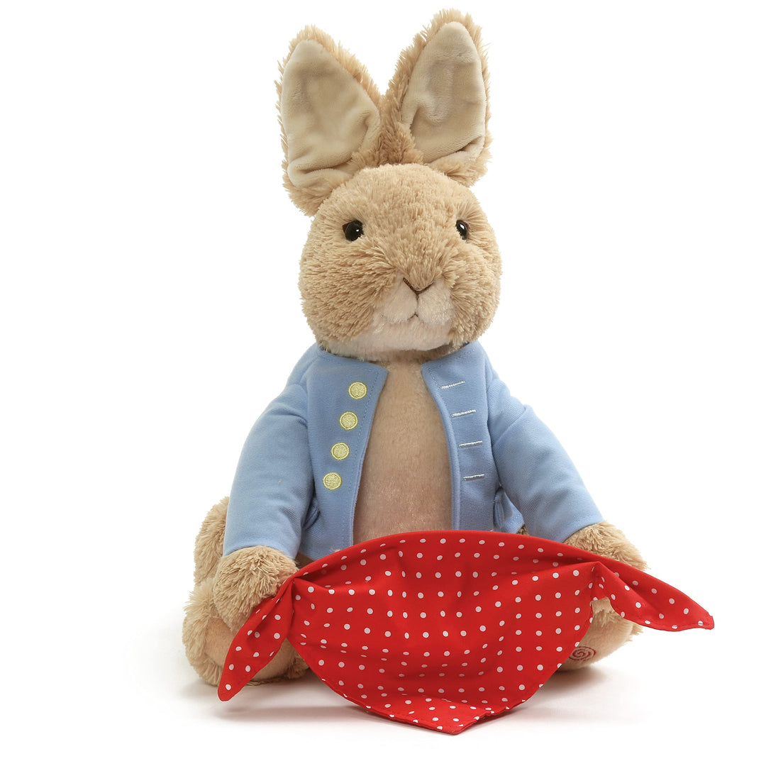 Beatrix Potter Animated Peek-a-Boo Peter Rabbit Sound and Motion Plush Stuffed Animal, 10