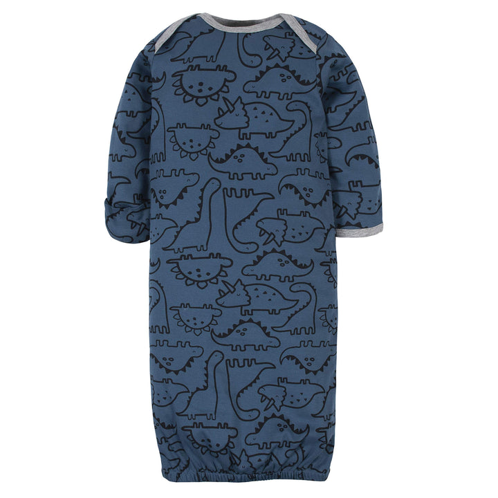 Unisex Baby Boy and Girls 4-Pack Sleeper Gown Dinosaur Blue Preemie