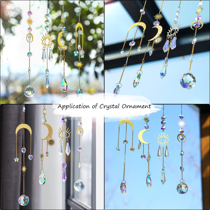 H&D HYALINE & DORA Crystal Suncatcher Rainbow Maker Evil Eye Pendant Glass Prisms Ornament Decor for Window Home Garden, Pack of 3