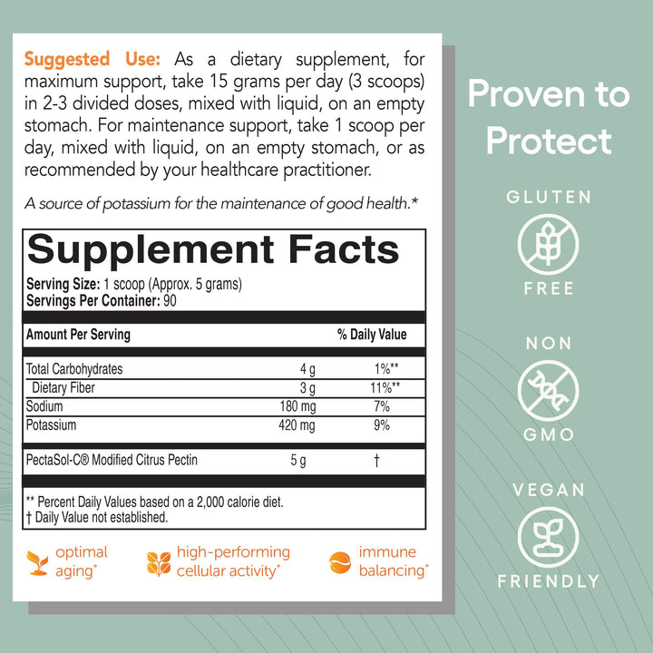 PectaSol Modified Citrus Pectin – 454g Powder – Total-Body Health Supplement to Support the Heart, Immune System, Inflammation Response & Healthy Aging + Maintain Healthy Galectin-3 Levels