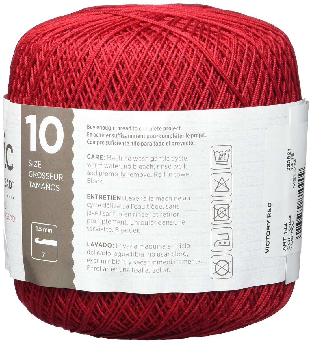 RED HEART Classic Crochet Thread, 10, Victory Red, 900 Foot