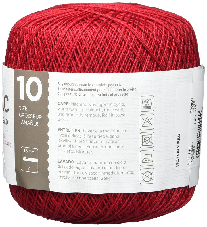 RED HEART Classic Crochet Thread, 10, Victory Red, 900 Foot