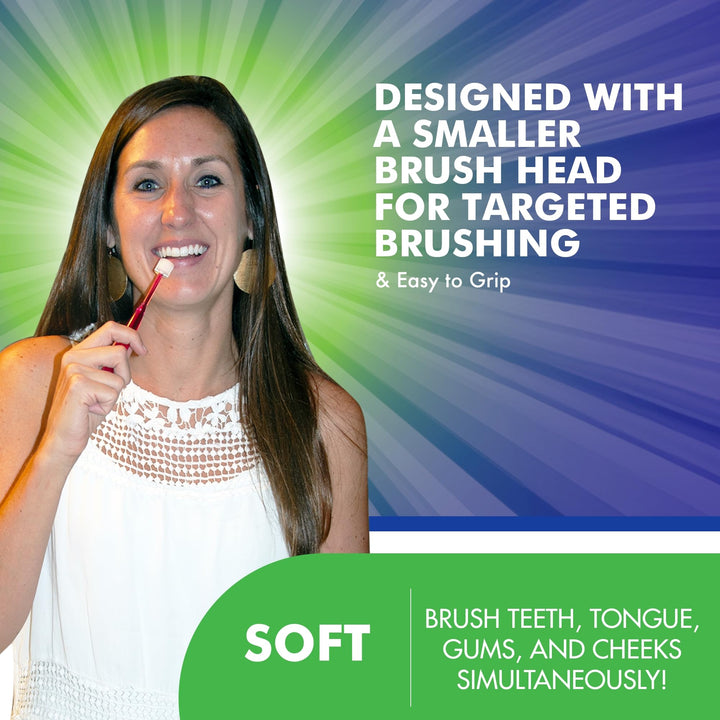 Brilliant Soft Adult Toothbrush by HartFelt - With Over 14,000 360 Degree Micro-Fine, Rounded-Tip Bristles for Easy & Effective Cleaning, Red, 1 Count