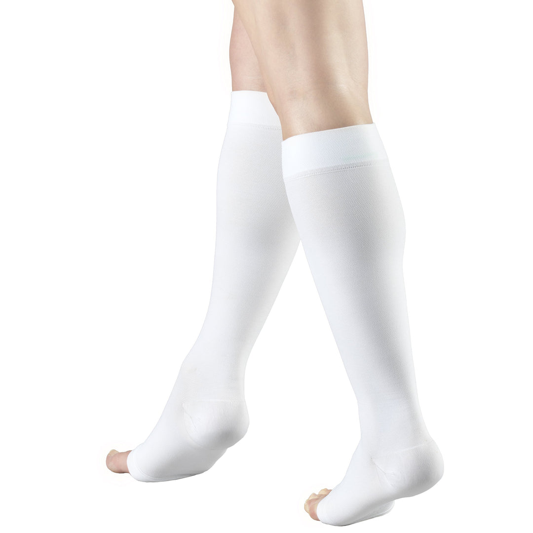 Truform Open Toe, Knee High 20-30 mmHg Compression Stockings, White, 3X-Large