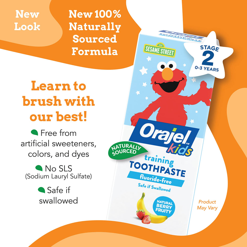 Kids Elmo Training Toothpaste Fluoride-Free; #1 Pediatrician Recommended Fluoride-Free Toothpaste*, 1.5oz Tube