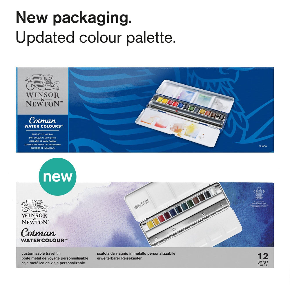 Cotman Watercolor Paint Set, Customisable Travel Tin, 12 Half Pan
