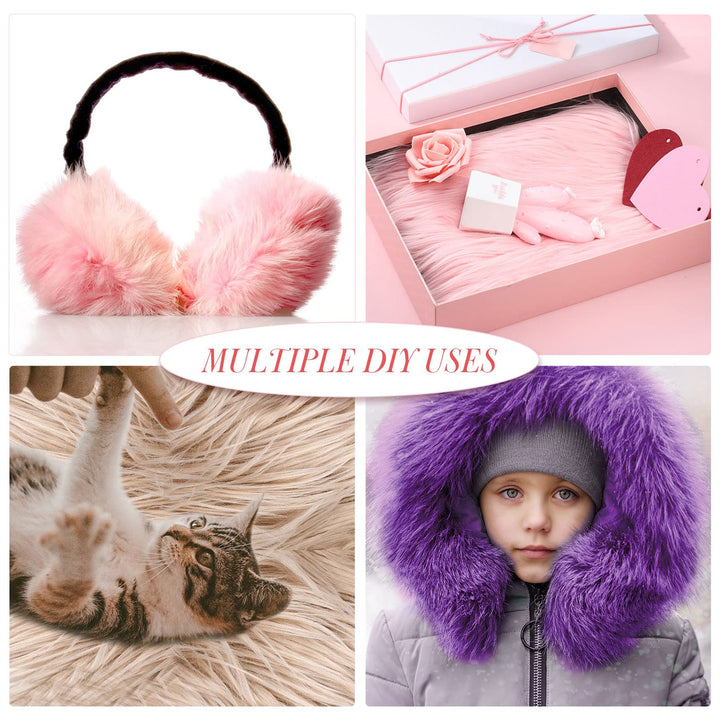 8 Pieces Faux Fox Fur Square Fabric 10 x 10 Inch Shaggy Fur Patches Fabric Cuts Chair Cover Seat Cushion Pad Supplies for DIY Craft (Multi-Colored)
