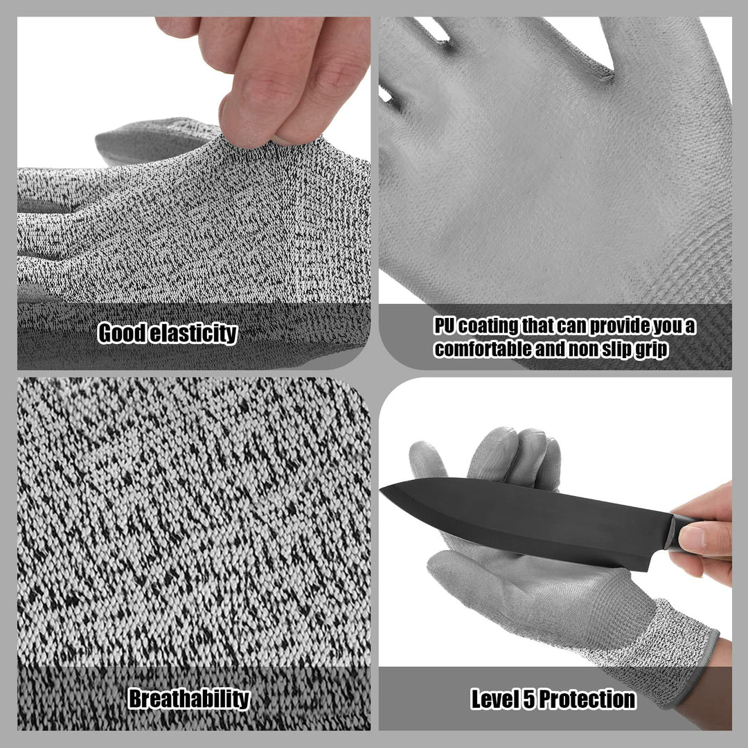 Level 5 Cut Resistant Gloves, 6 Count, Grey, Unisex, Protective Glove