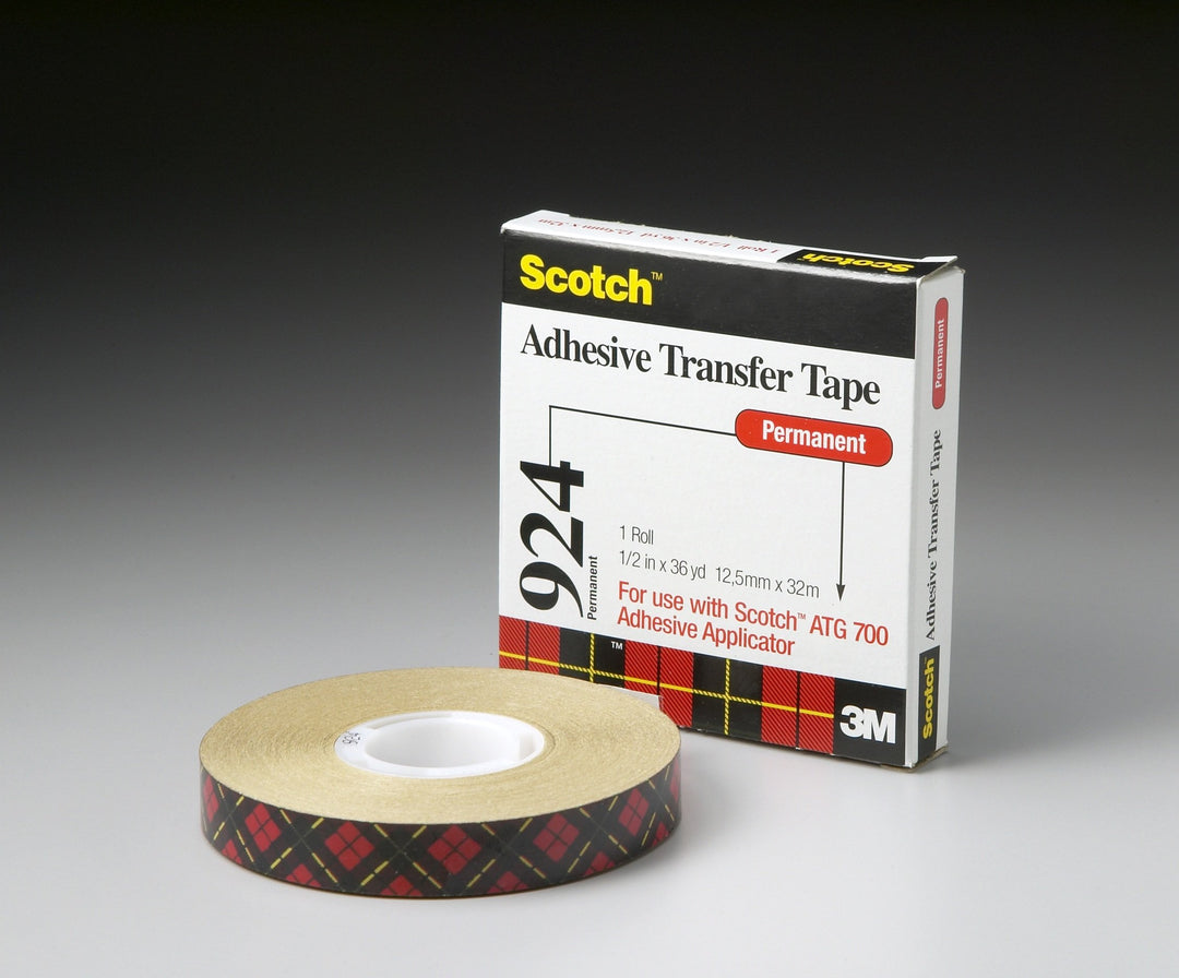 Scotch ATG Adhesive Transfer Tape 924 Clear, 0.50 in x 36 yd 2.0 mil (Pack of 12)