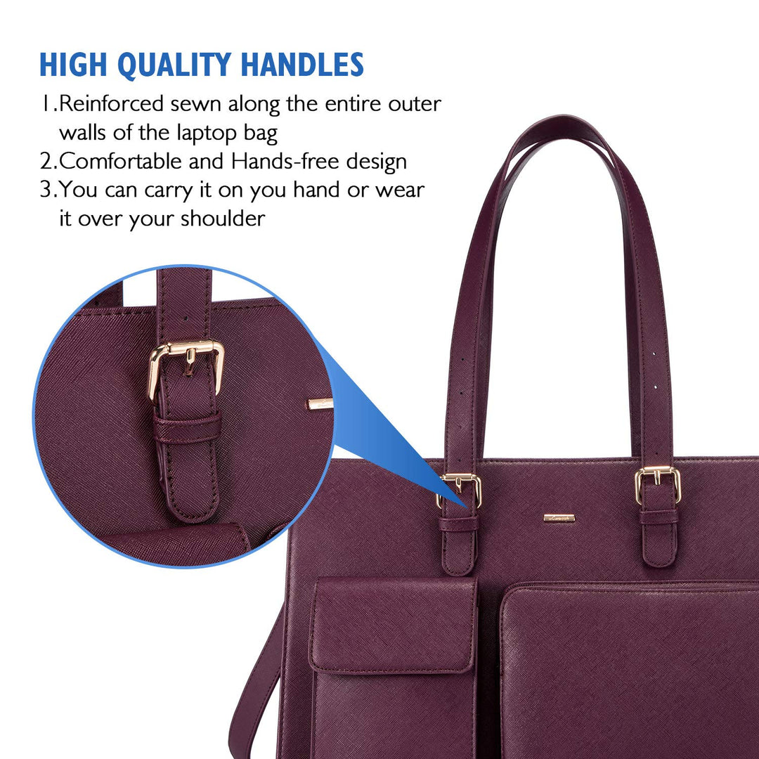 Laptop Bag for Women 15.6 Inch Waterproof Leather Computer Bag Women Work Tote Bag Large Office Handbags Briefcase