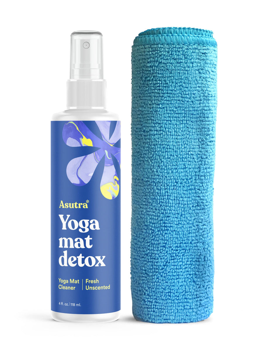 Yoga Mat Cleaner Spray (Fresh & Unscented), 4 fl oz - No Slippery Residue, Deep-Cleansing for Fitness Gear & Gym Equipment, Microfiber Towel Included