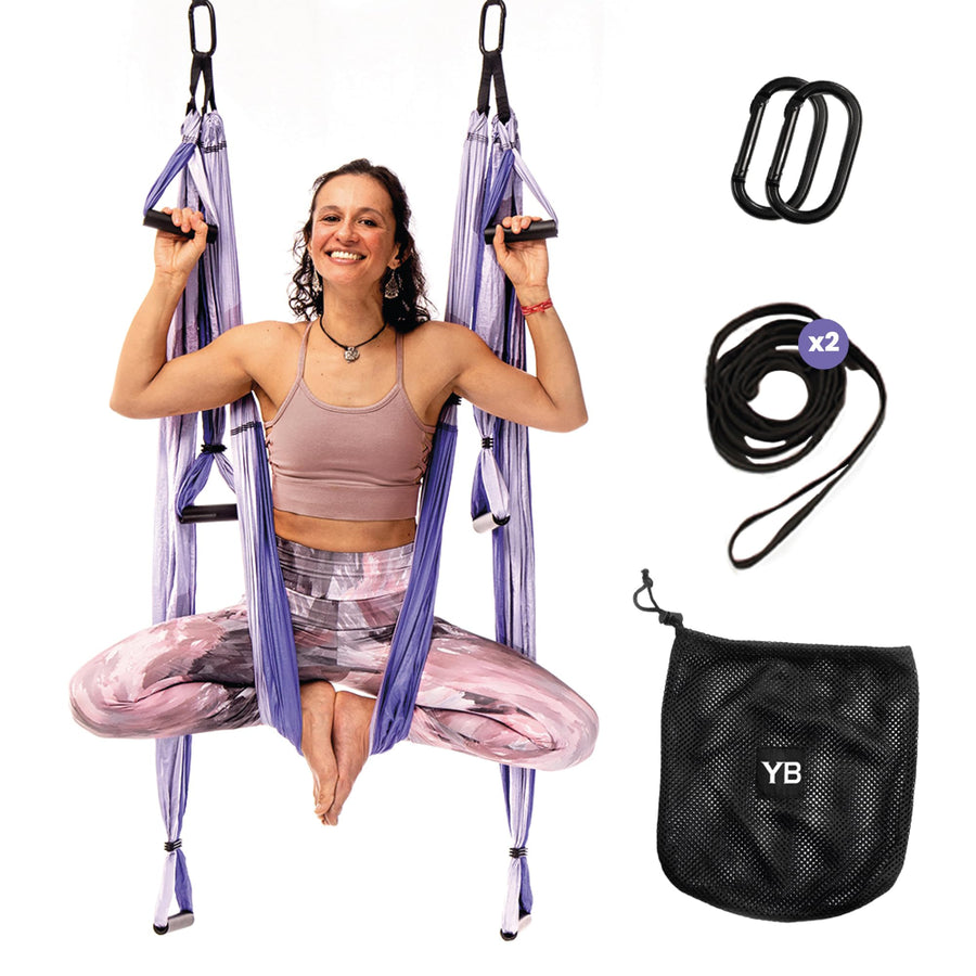 Swing Set for Home & Outdoor | Easy Setup for Strength, Balance & Back Pain Relief | Adjustable Straps & 600lb Capacity, Includes Carrying Bag & Online Tutorials, Purple