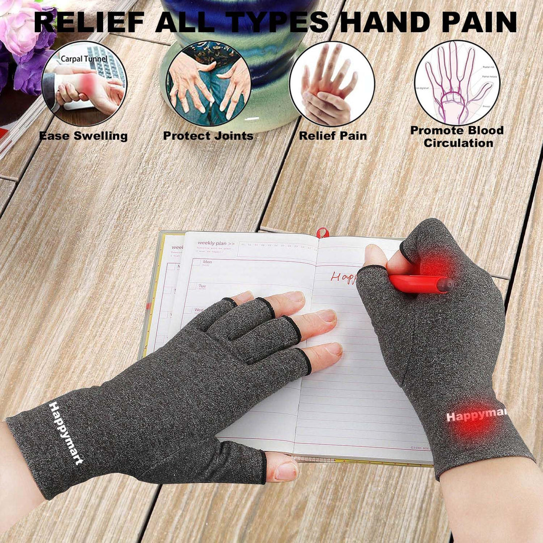 2 Pairs Arthritis Gloves for Women for Pain, Compression Gloves for Carpal Tunnel Relief, Rheumatoid Osteoarthritis, Fingerless Gloves for Women and Men, Typing (Pink, Medium)
