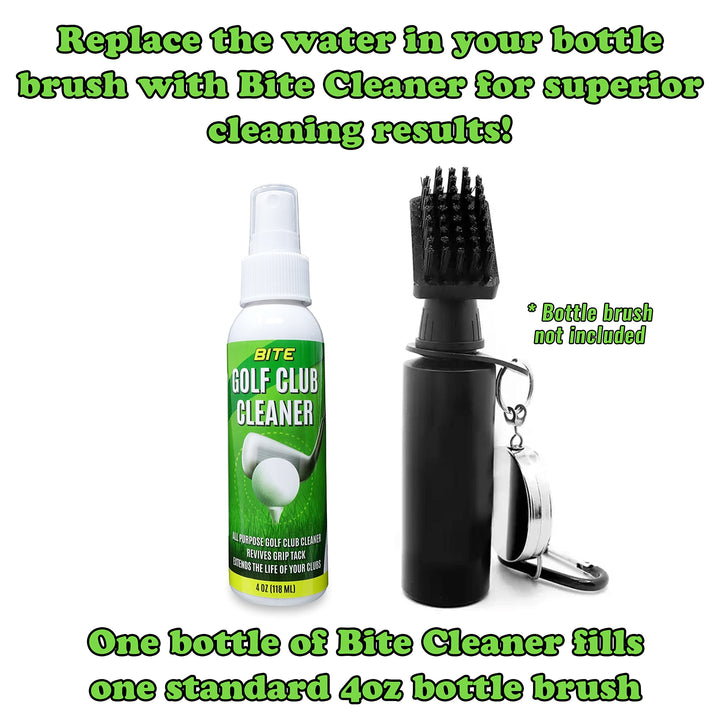 Bite Golf Club and Grip Cleaner | Keeps Clubs, Irons, and Drivers Clean | Use With Cloth, Brush, or Bottle Brush Refill | Restore Grip Tack