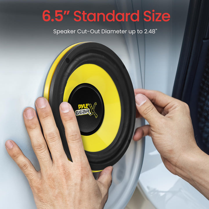6.5 Inch Mid Bass Woofer Sound Speaker System - Pro Loud Range Audio 300 Watt Peak Power w/ 4 Ohm Impedance and 60-20KHz Frequency Response for Car Component Stereo PLG64,Yellow