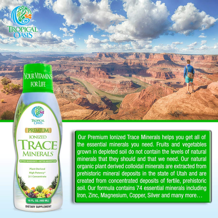- Premium Ionized Plant Based Trace Minerals Liquid Formula- 74 essential minerals in liquid form for up to 96% Absorption - 16 oz, 32 servings