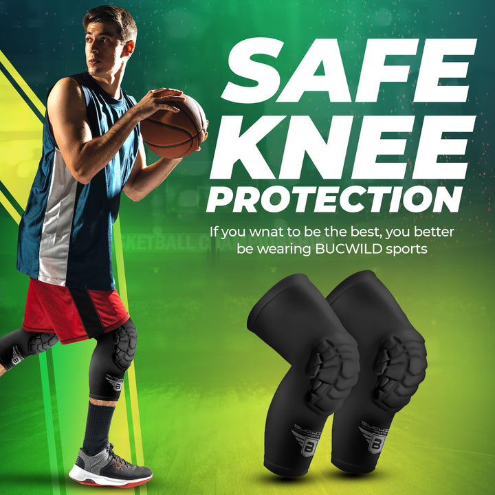 Knee Pads/Padded Compression Pro Knee Sleeves (1 Pair) Youth & Adult Sizes - Basketball Wrestling Volleyball Black White Red Blue