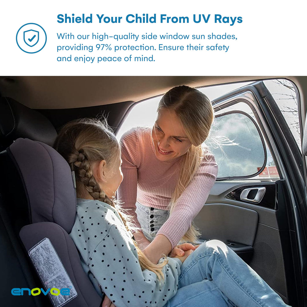 Pack of 2 Car Window Shade for Baby - 19 x 12 - Cling Car Sun Shade for Windows - Sun, Glare and UV Rays Protection for Your Child - Car Window Shades for Side Window Use, Medium Size