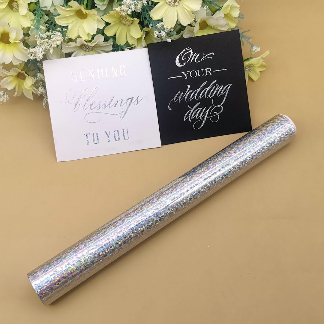 Alinacutle Silver Dots Laser Toner Reactive Foil Roll Metallic Transfer Hot Foil Sheet for Scrapbooking Paper Crafts/Planner/Invitation 7.60IN Width,16.40FT Length,1/PK