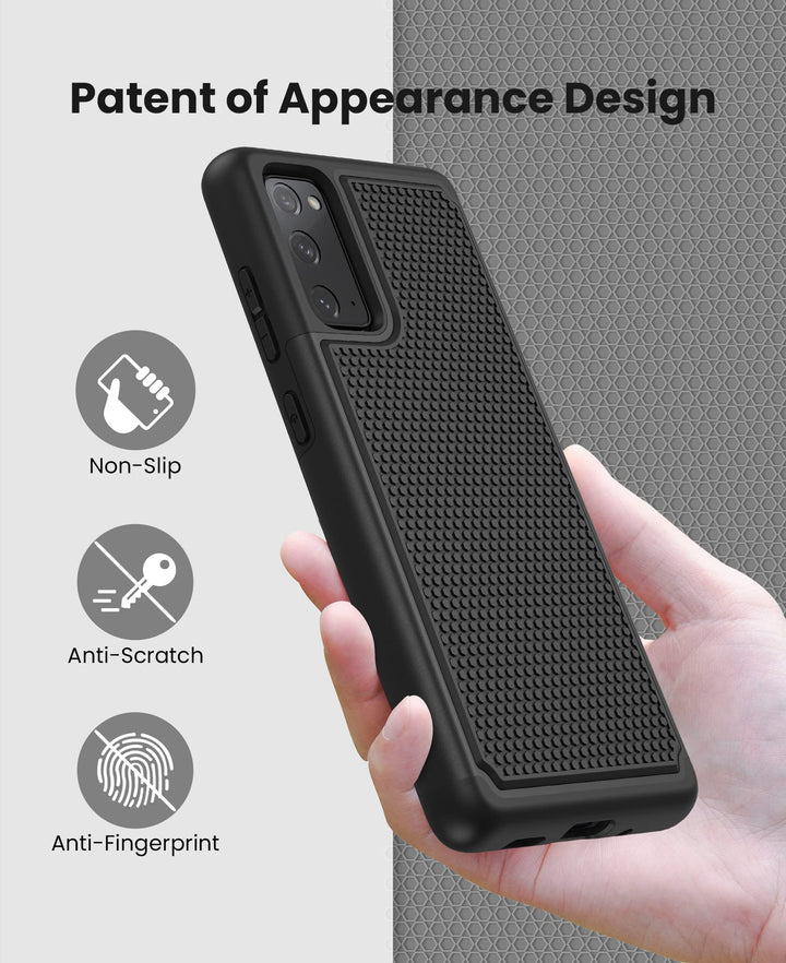 Case for Samsung Galaxy S20-FE: Galaxy S20 FE 5G Case with Dual Layer Shockproof Phone Protection | Matte Anti-Slip Textured | Military Rugged Protective Case Cover - Black
