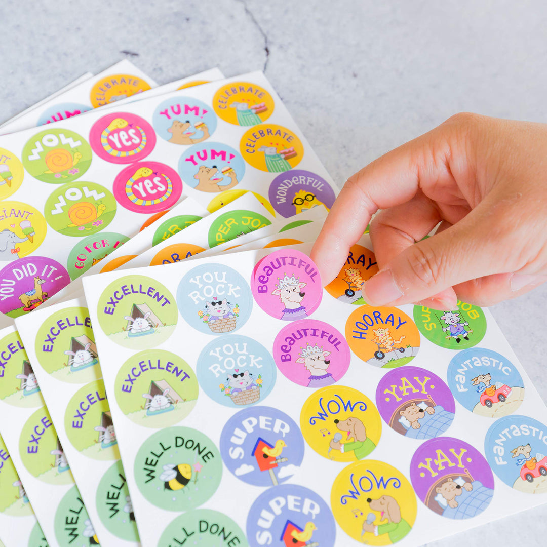 2000 Pack Reward Stickers for Teachers in 20 Unique Designs, Animal Cartoon Motivational Stickers, Fun Motivational Stickers