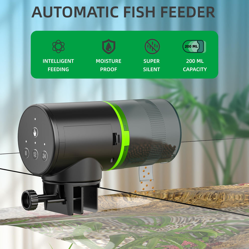 Automatic Fish Feeder for Aquarium: Auto Fish Food Dispenser with Timer for Small Tank Betta Turtle - Battery Vacation Self Feeding for Flakes