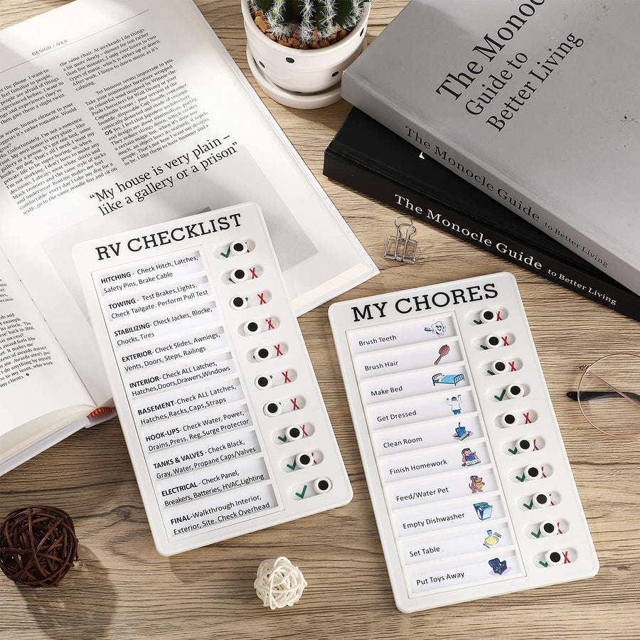 2 Pieces Portable Chore Chart Memo Boards RV Checklist Memo Board My Chores Checklist Daily to Do List Planner Check List Chore Board for Kids Adults daily behavior magnetic chart