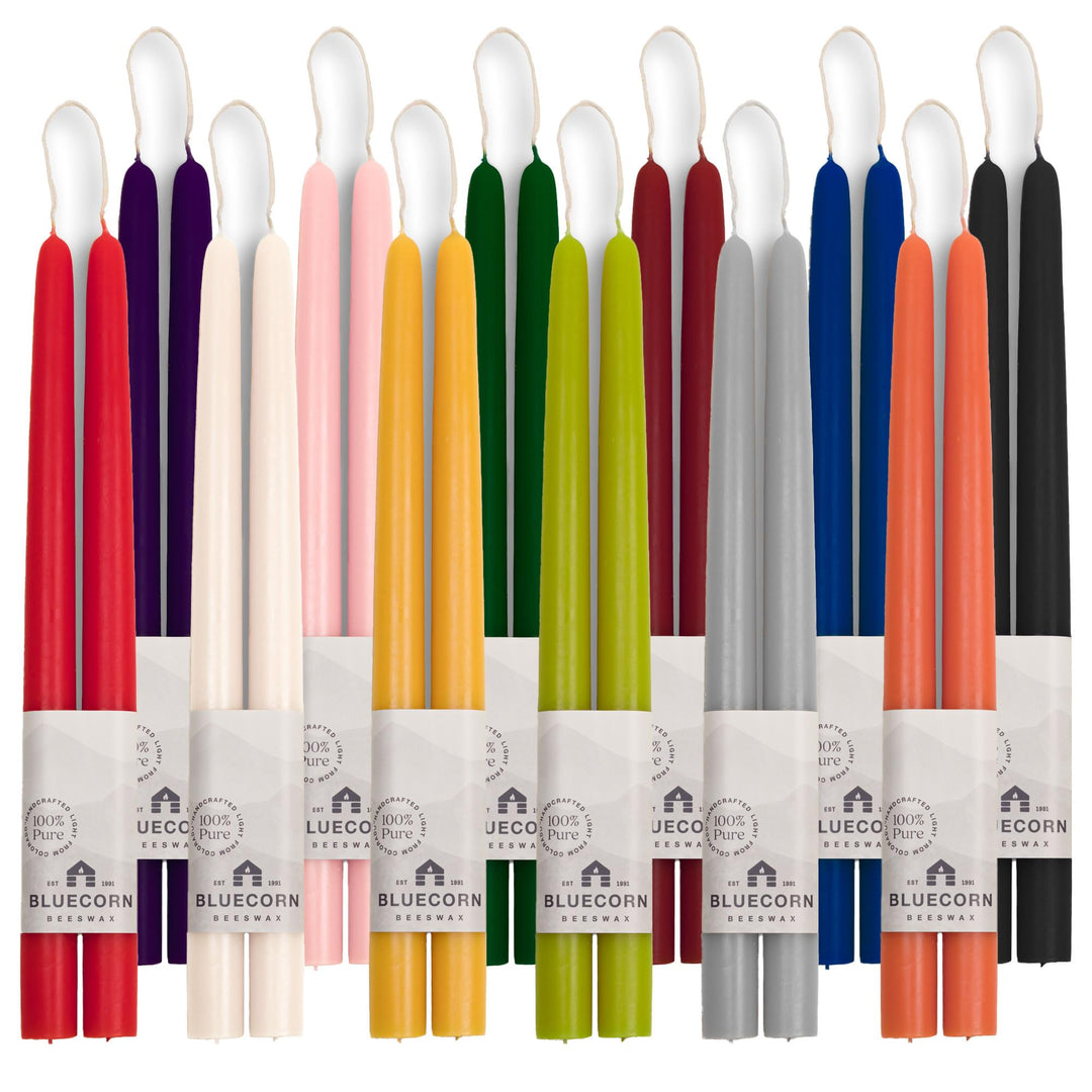 12-Inch, Red : Bluecorn Naturals Pure Beeswax Taper, 4-Pair (8 Candles) - 12-Inch, Red