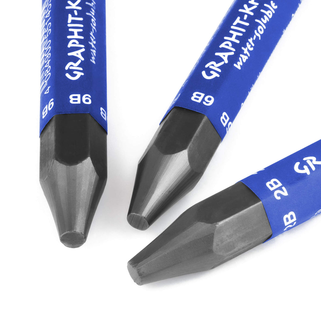 Lyra Graphit Stick - Water Soluble Graphite Shading and Sketching Crayon - Pack of 3-2B / 6B / 9B
