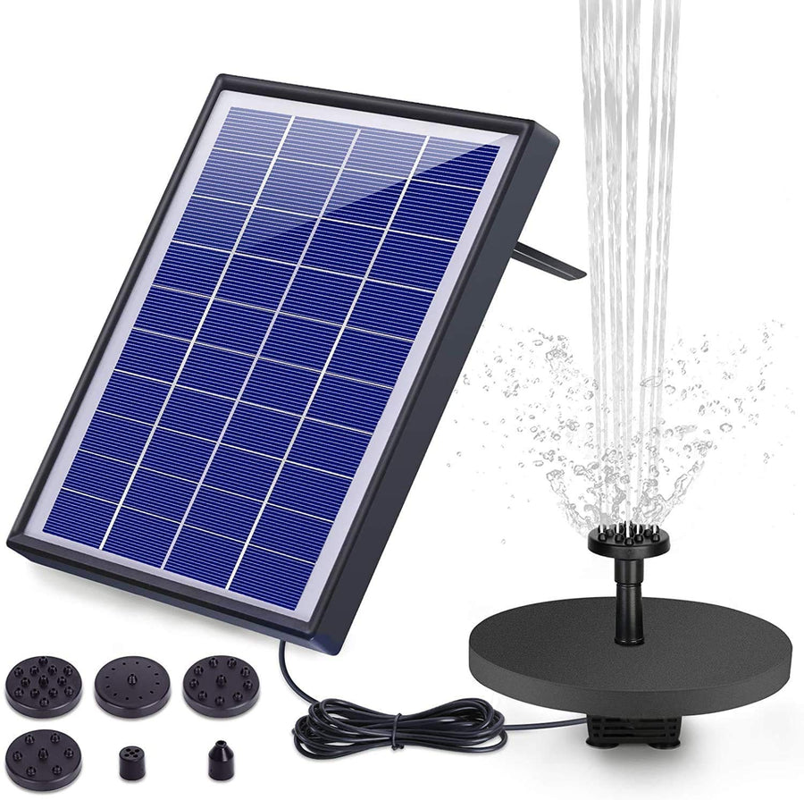 6.5W Solar Bird Bath Fountain Built-in 1500mAh Battery, Solar Fountain Pump for Bird Bath with 6 Nozzles, Solar Floating Water Fountain Pump for Bird Bath, Fish Tank, Pond, Garden and Outdoor