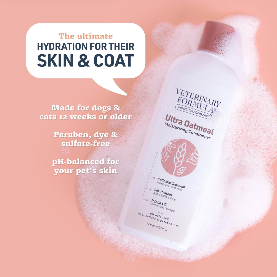 Smart Coat Complex Ultra Oatmeal Moisturizing Conditioner for Dogs, 17 Fl oz – with Colloidal Oatmeal & Jojoba – Leaves Coat Soft, Shiny, Hydrated, Strong, with Long-Lasting Scent