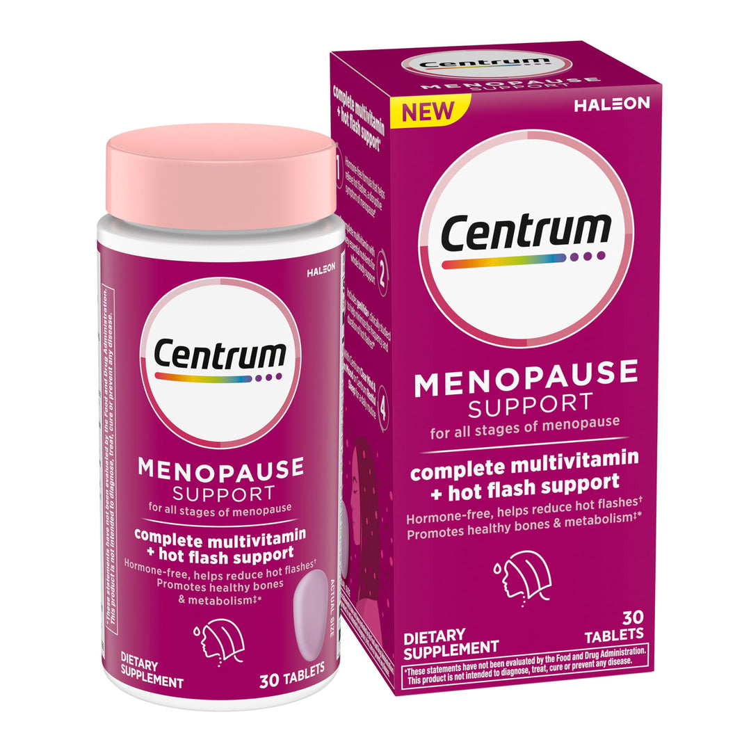 Complete Multivitamin Supplement + Hot Flash Support Menopause Support Tablets, with Clinically Studied geniVida, 30 Count