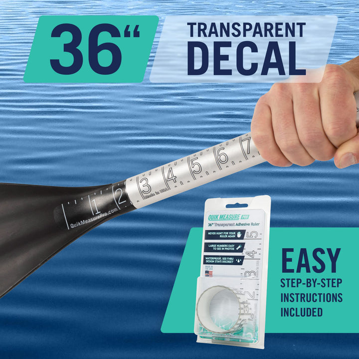 Fish Rulers - 36 Boat Ruler Fish Measuring Sticker - Transparent Waterproof Decal Tape Measure - Made in USA - Clear Discreet Adhesive for Boat, Kayak, Net, Gaff, Table - 36 in