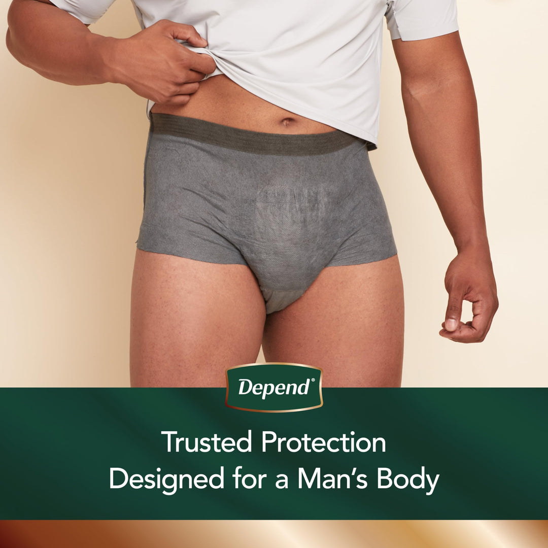 Real Fit Incontinence Underwear for Men, Disposable, Maximum Absorbency, Small/Medium, Grey, 56 Count (2 Packs of 28), Packaging May Vary