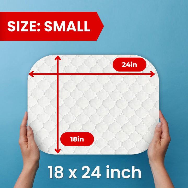 Ultra Soft 4-Layer Washable and Reusable Incontinence Bed Pad - Waterproof Bed Pads, 18X24 (3 Pack)