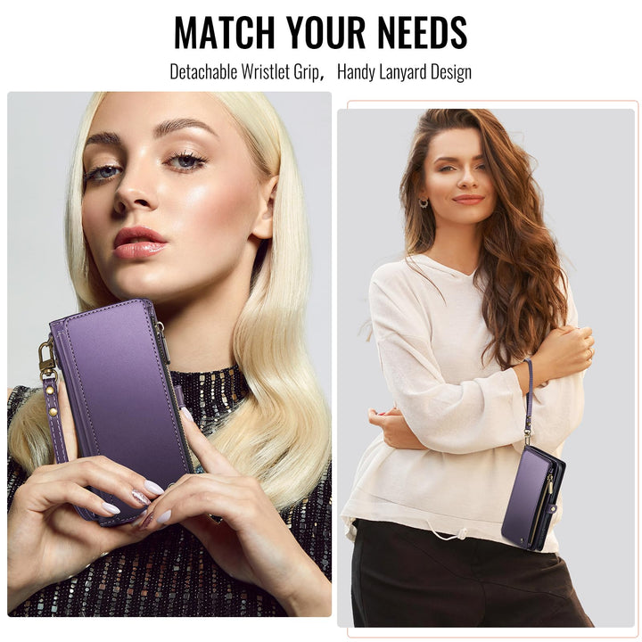 Compatible with iPhone 11 Case Wallet with Card Holder for Women and Men, PU Leather Magnetic Snap Flip Zipper Strap Wallet Phone Case Fit for iPhone 11 6.1, Fashion Blue