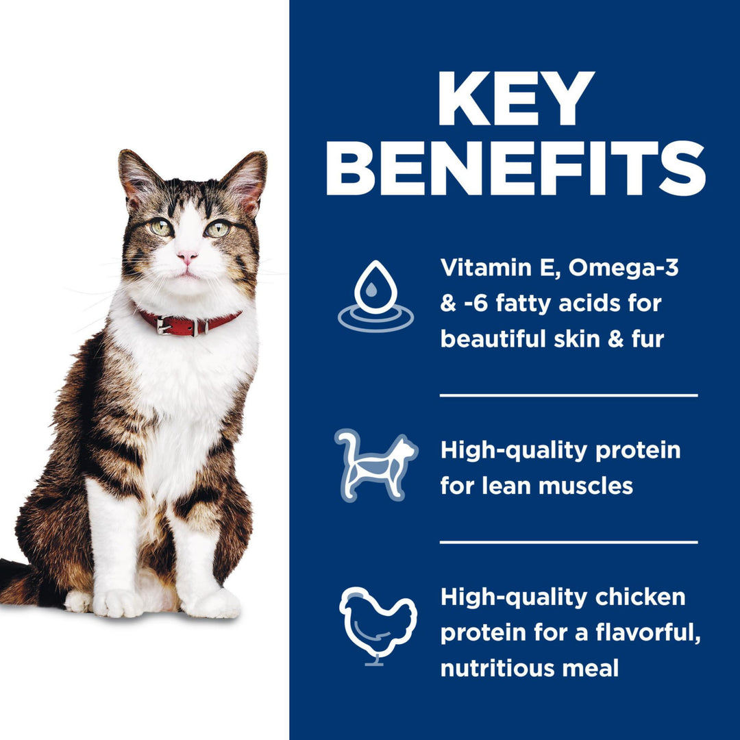 Hill's Science Diet Hairball Control, Adult 1-6, Hairball Control Support, Dry Cat Food, Chicken Recipe, 7 lb Bag