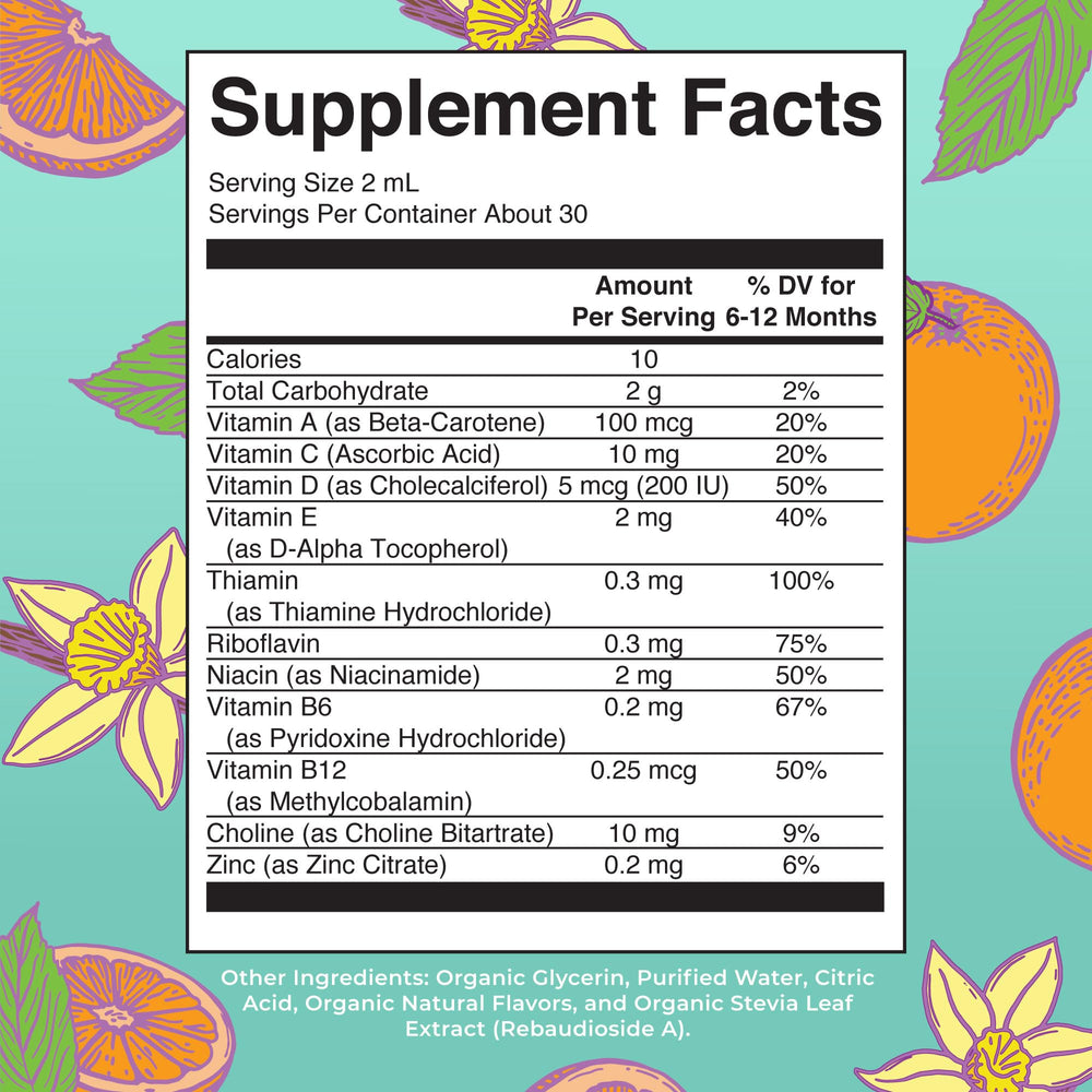 Multivitamin for Infants | USDA Organic | Multivitamin Liquid Drops for Babies 6-12 Months | Immune Support & Overall Wellness | Vegan | Non-GMO | Gluten Free | 2 Fl Oz
