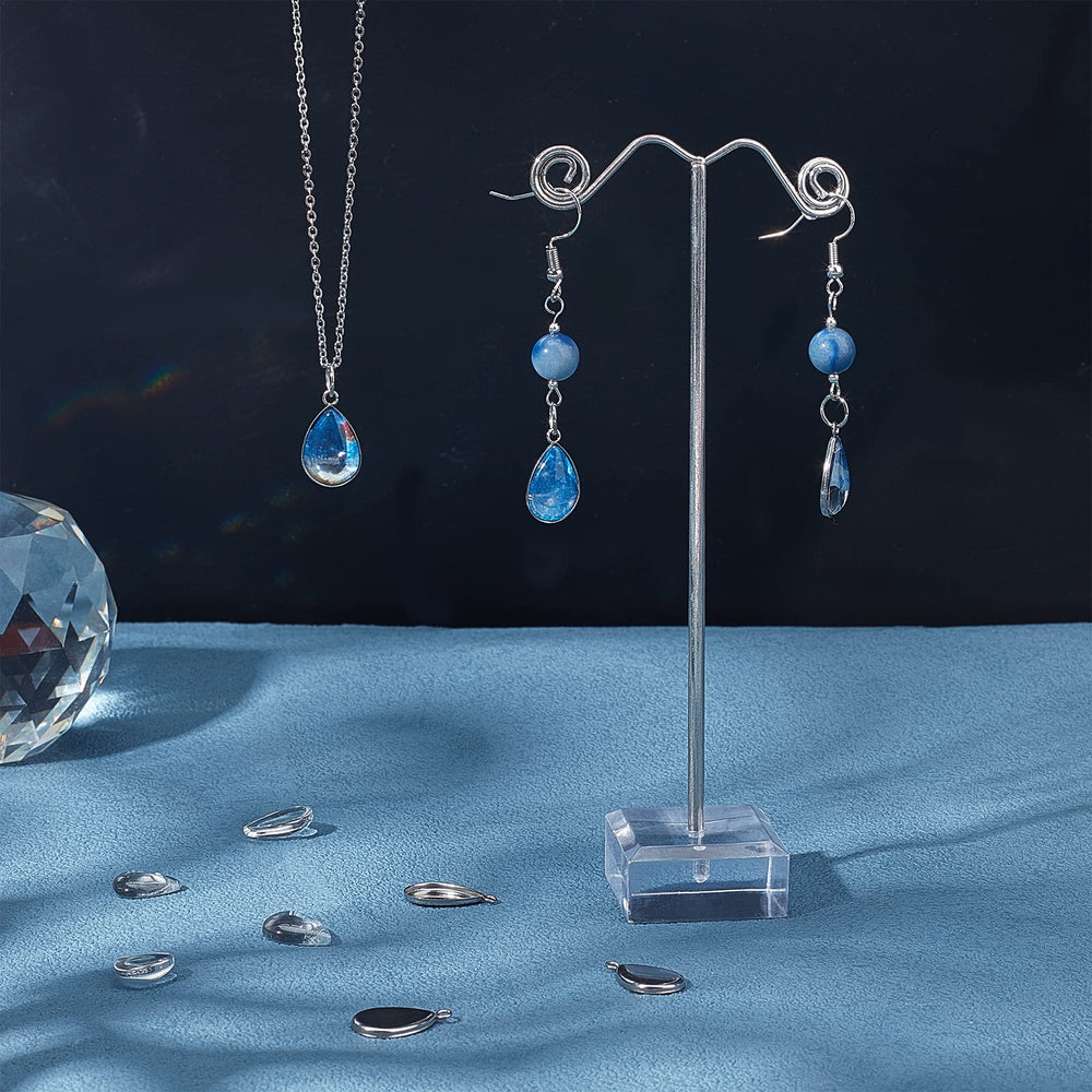 100pcs Bezel Pendant Blanks- 50pcs Drop Pendant Trays Photo Charms Cabochons Blanks with 50pcs Glass Cabochons Clear Dome for Bridal Wedding Bouquet Graduation Cap Jewelry Making