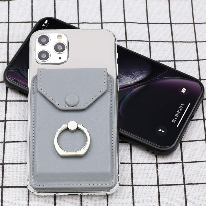 RFID Card Holder & Ring Stand for iPhone, Android, All Smartphones - Light Grey