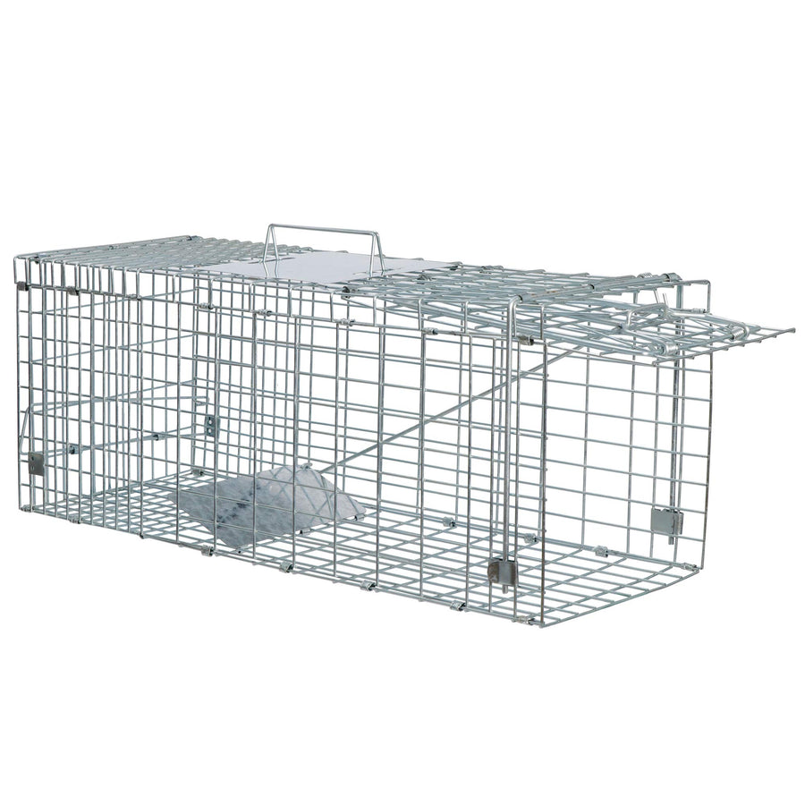 Live Animal Cage Trap 24x8.5x7.5'' Steel Humane Release Rodent Cage for Stray Cat, Rabbits, Squirrel, Mole, Gopher, Chicken, Opossum, Skunk, Chipmunks, Groundhog Squire Small AnimalsStyle