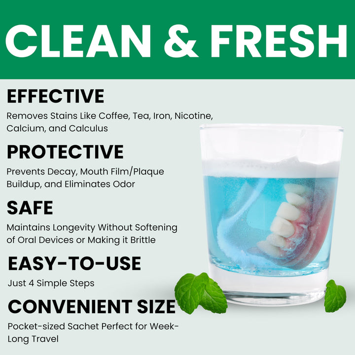 ProTech Denture Cleaner | 180 Cleanings (22 Pack/6 Month Supply) | For Clear Aligners, Dentures, Retainers, Mouth Guards & Night Guards - Cleaning Crystals, Mint