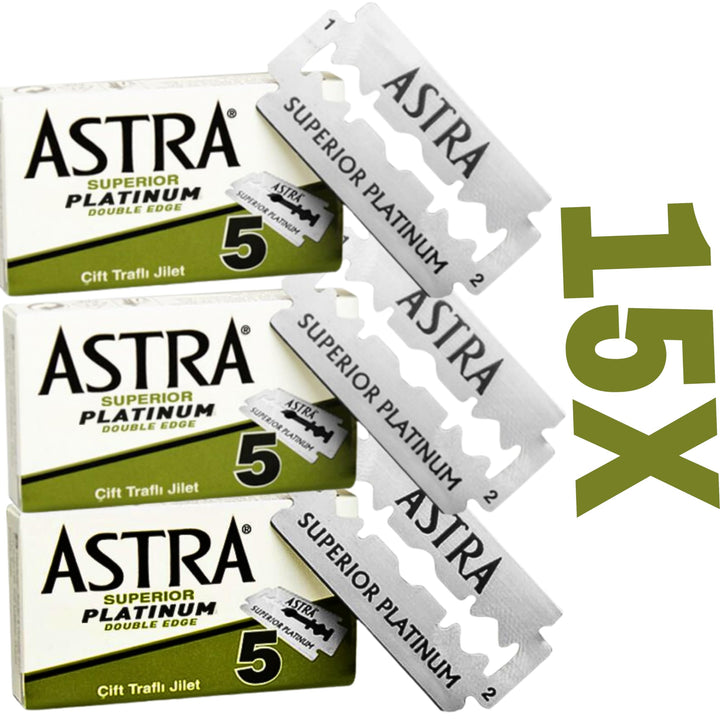 Astra Superior Premium Platinum Double Edge Safety Razor Blades 3 Pack of 5 Blades (3)