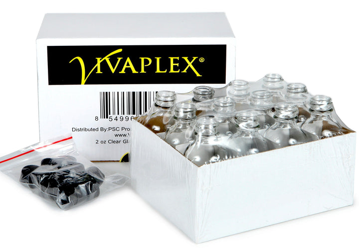 , 12, Clear, 2 oz Glass Bottles, with Lids