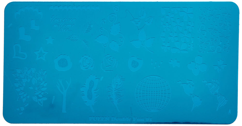 Nail Art Stamping Plate -Double Fun 01 - Layering Collection 125x65mm Unique Nailart Polish Stamping Manicure Image Plates Accessories Kit - BH000724