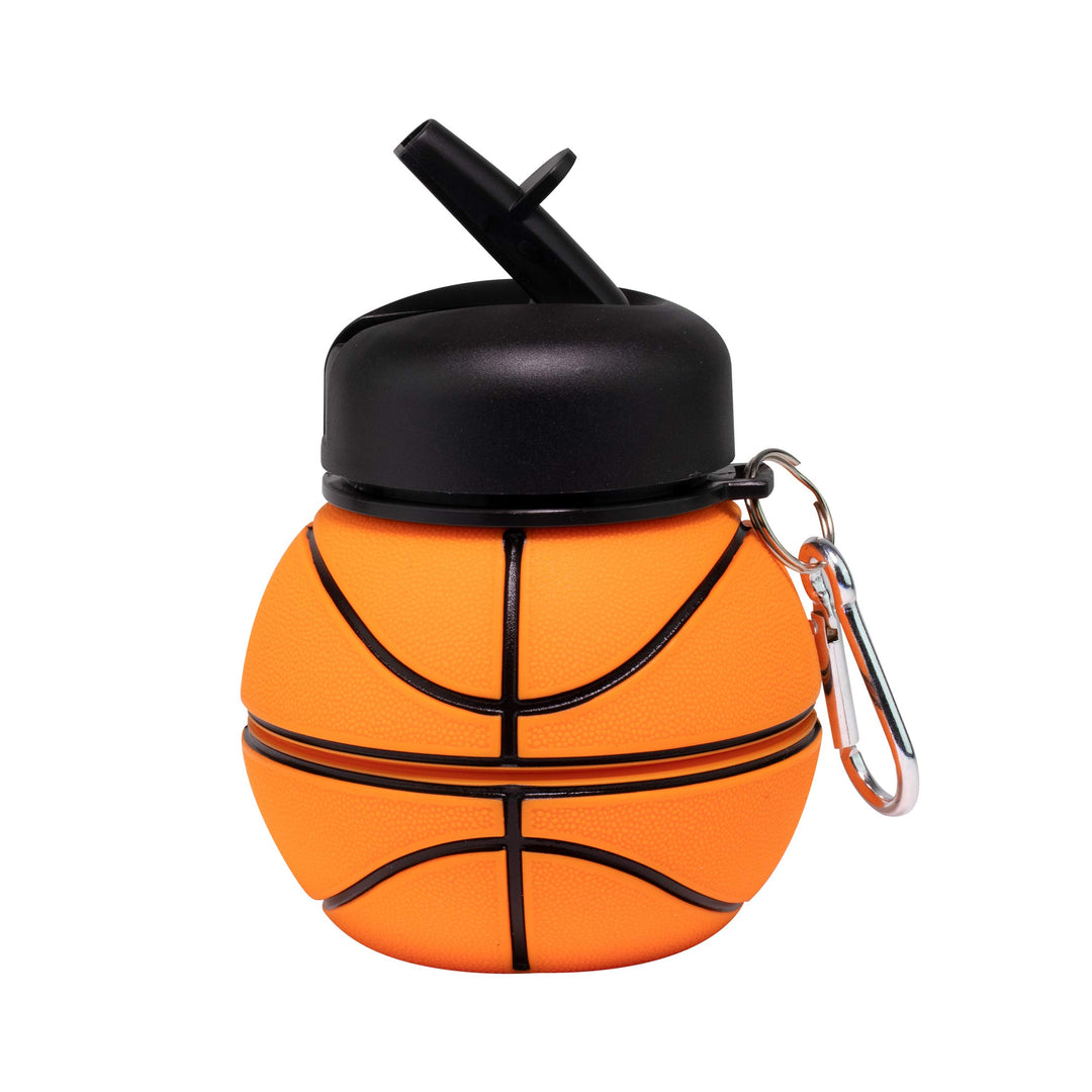 Art Clip-On Collapsible BPA-Free Silicone Basketball Water Bottle for Kids, 18 Oz. Size